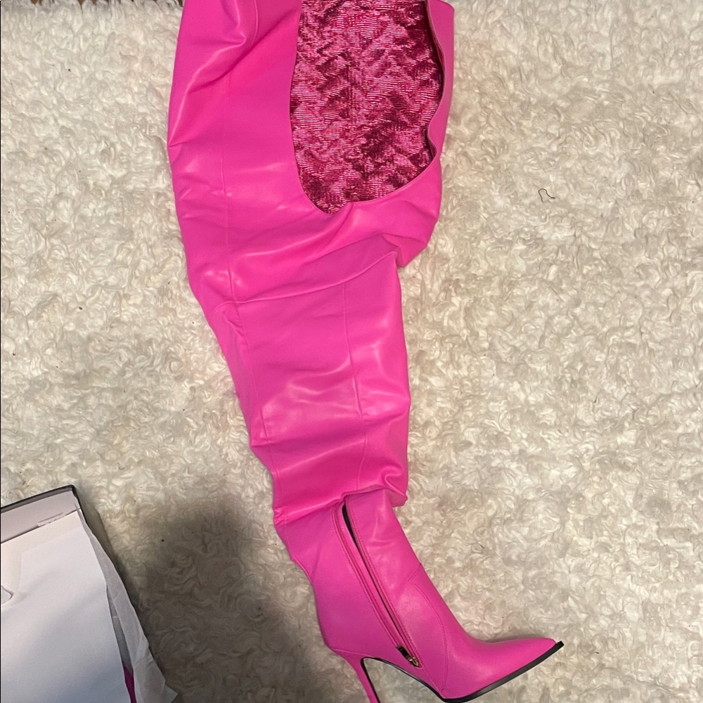 Vibrant Pink Over the Knee Boots